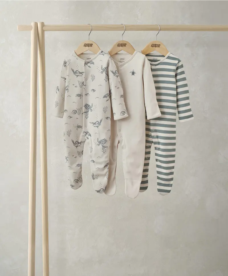 Under-The-Sea Print Baby Sleepsuits – Pack Of Three 1