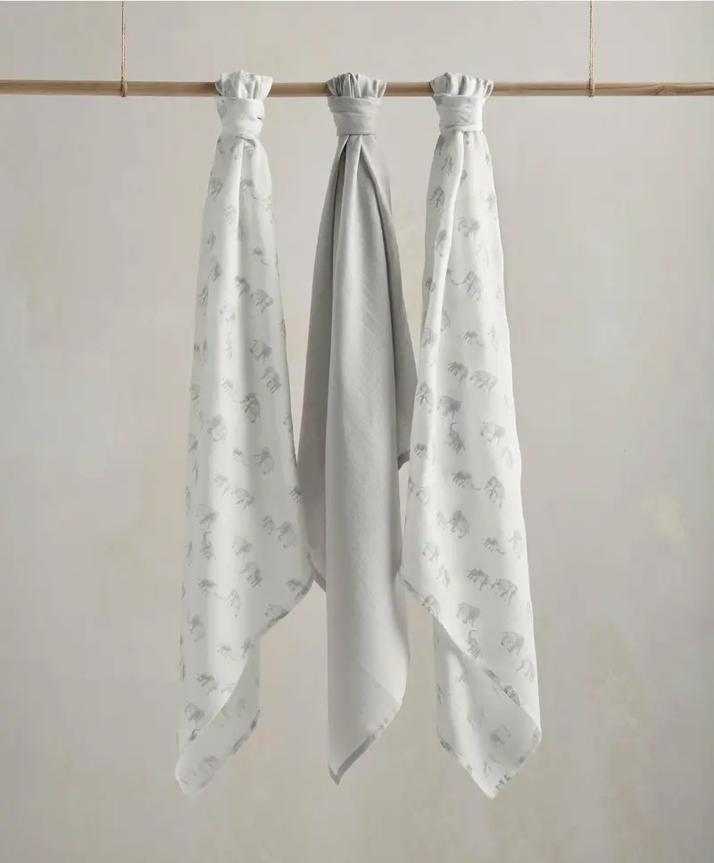 Welcome To The World Elephant Muslin Cloths – 3-Pack Large Size 1