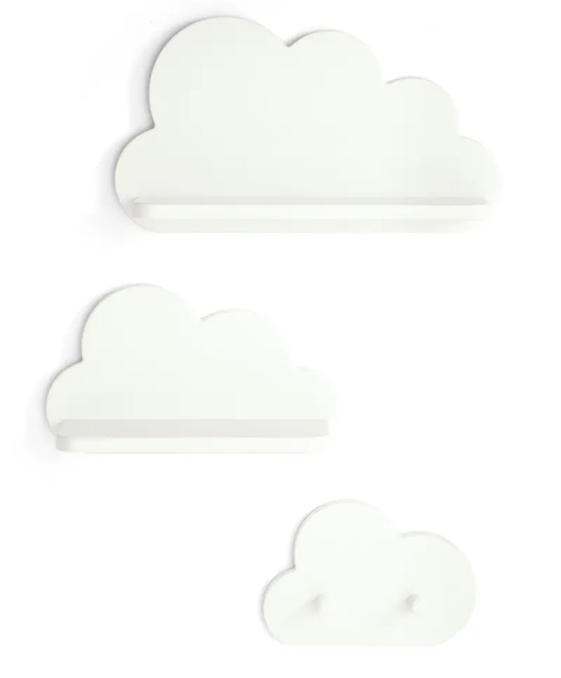White Cloud Wall-Mounted Shelf And Hook Combo For Nursery 1