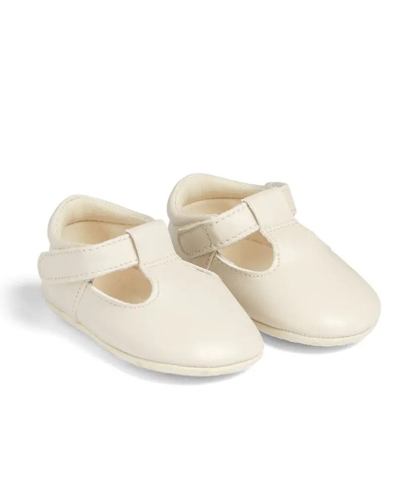 White T-Bar Style Pram Shoes 1