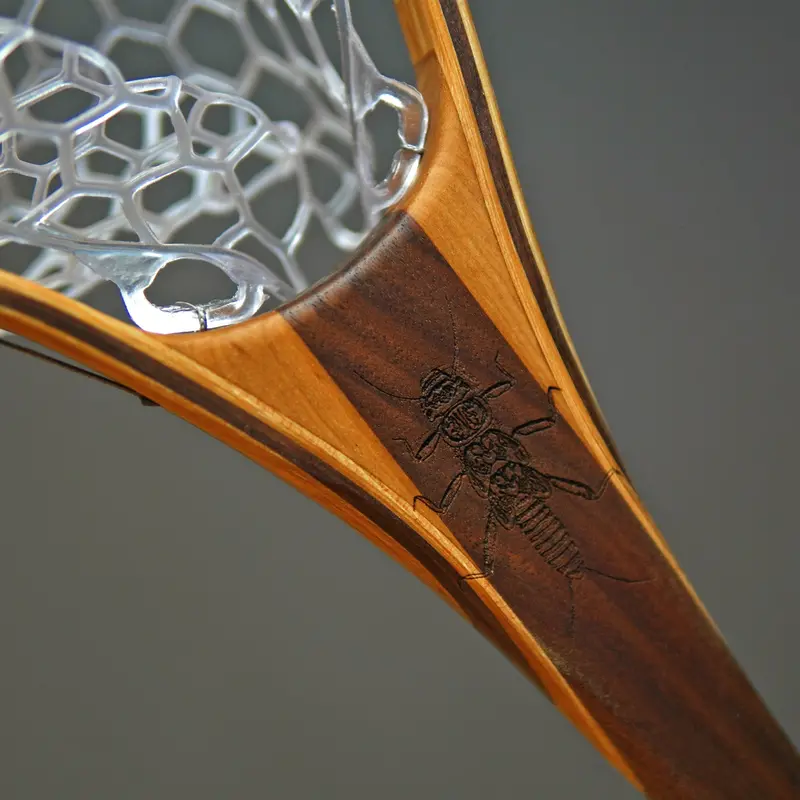 Xl Landing Net – 18"X14", Stonefly Engraved Design, Classic Wood Frame 1